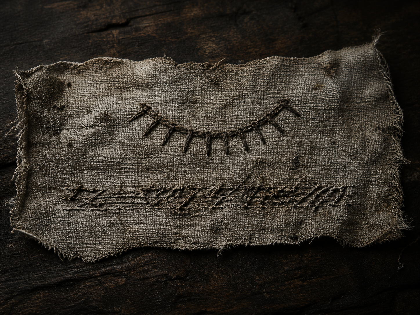 Gray Cloth with Scraped Name